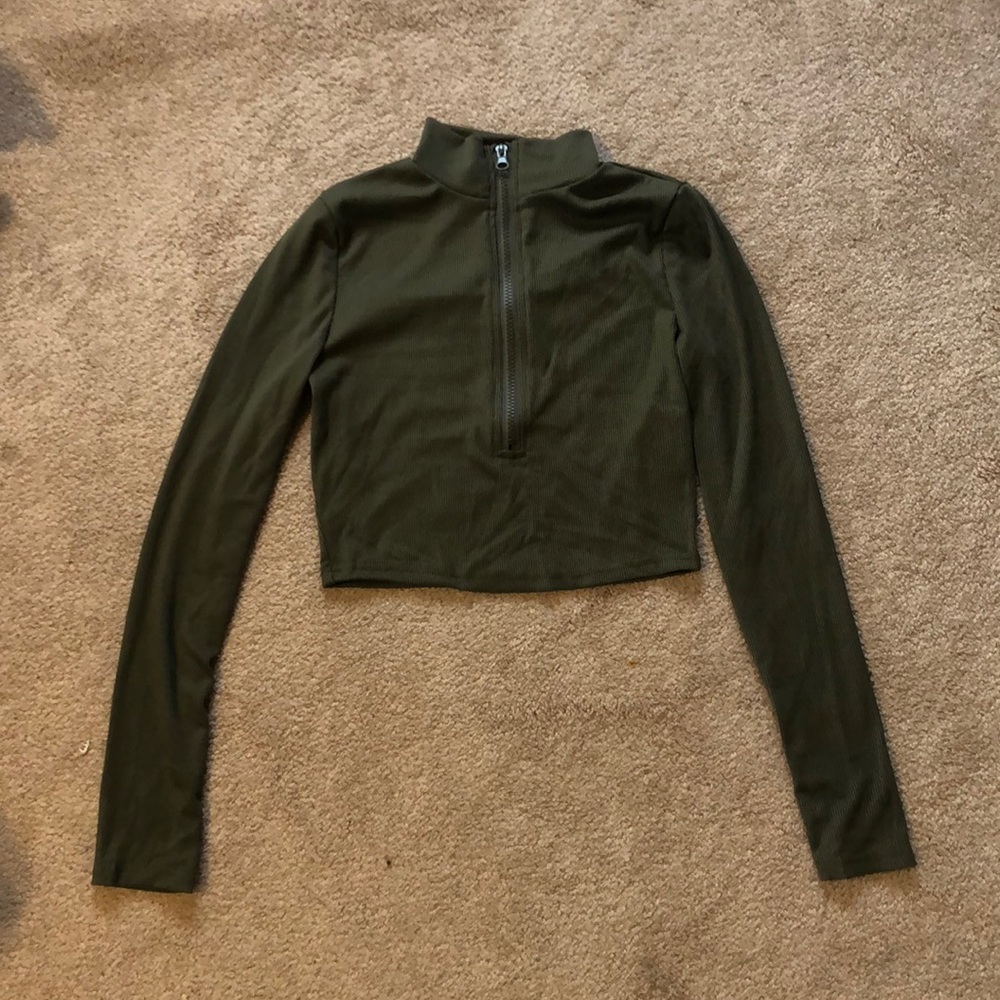 SHEIN Long Sleeve Cropped Quarterzip
